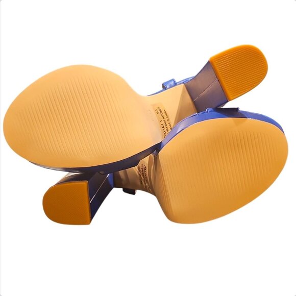 Blue Platform High Heel Ankle Strap Sandals - Picture 7 of 8